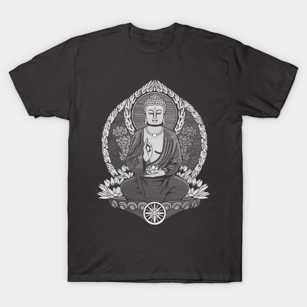 Siddhartha Gautama Buddha White Halftone T-Shirt by GAz